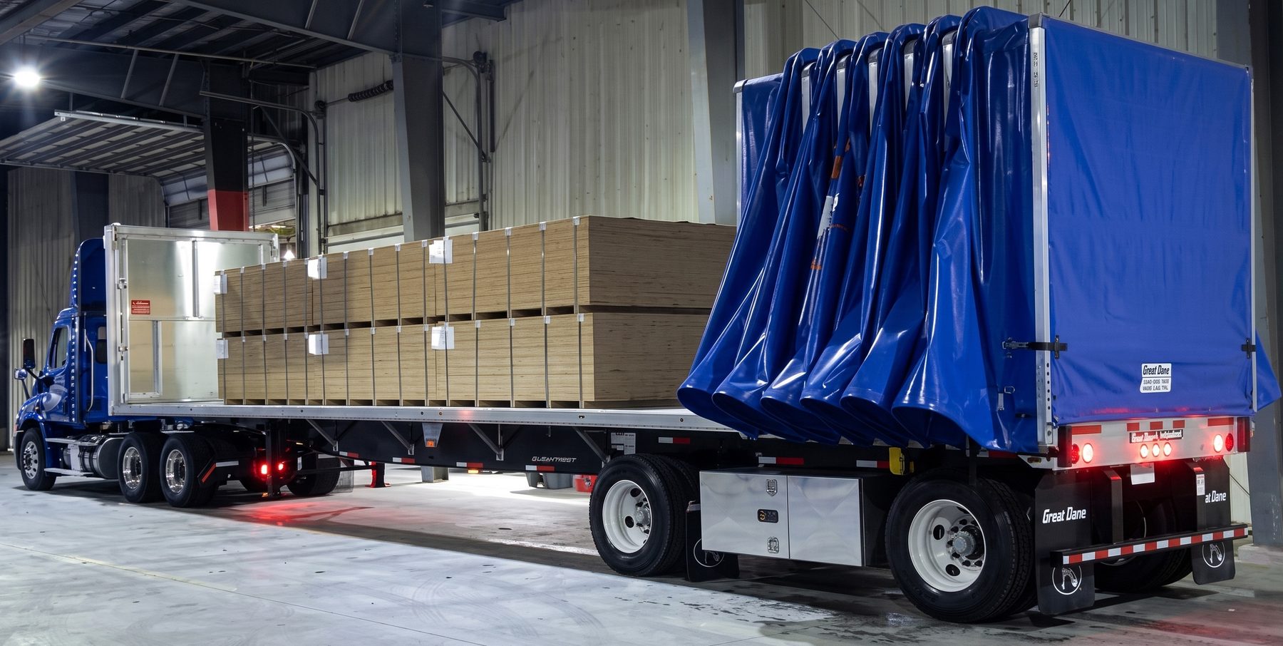 Conestoga rolling-tarp trailer