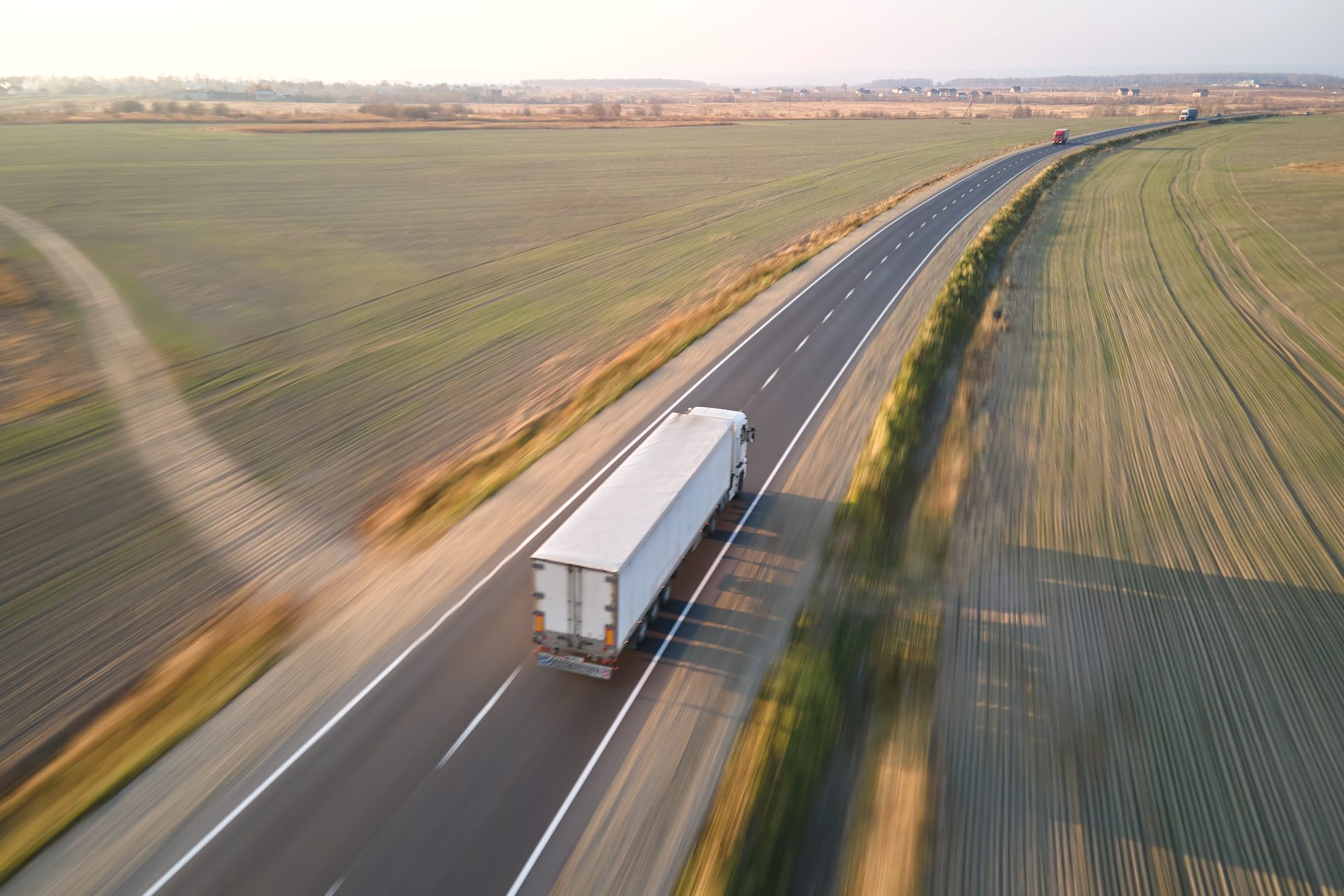 A truck on a domestic highway within the corridor