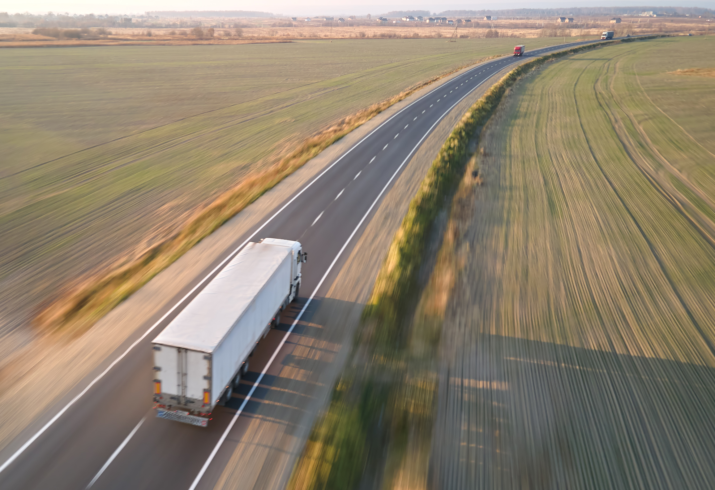A truck on a domestic highway within the corridor